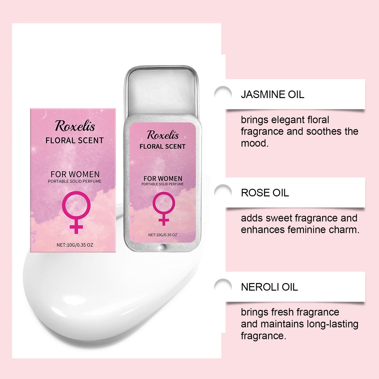 Floral Solid Perfume Balm - Long Lasting Portable Fragrance for Women