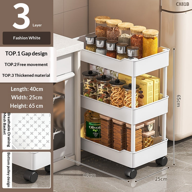 Multi-Layer Rolling Storage Cart with Wheels for Kitchen Bathroom Organization