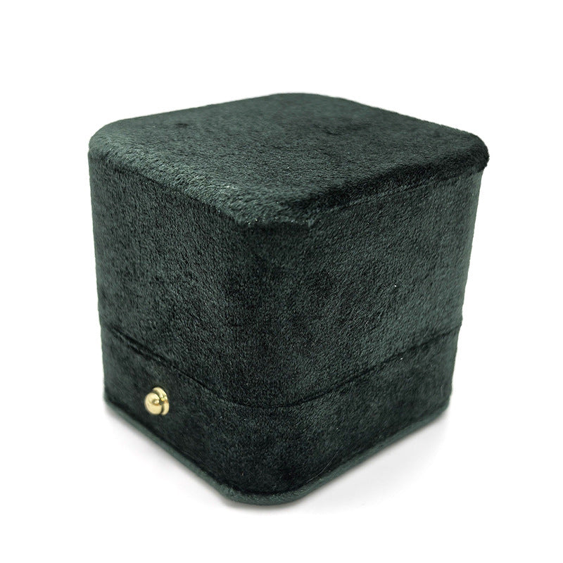 Velvet Ring Box with Gold Buckle - Rounded Jewelry Storage Organizer