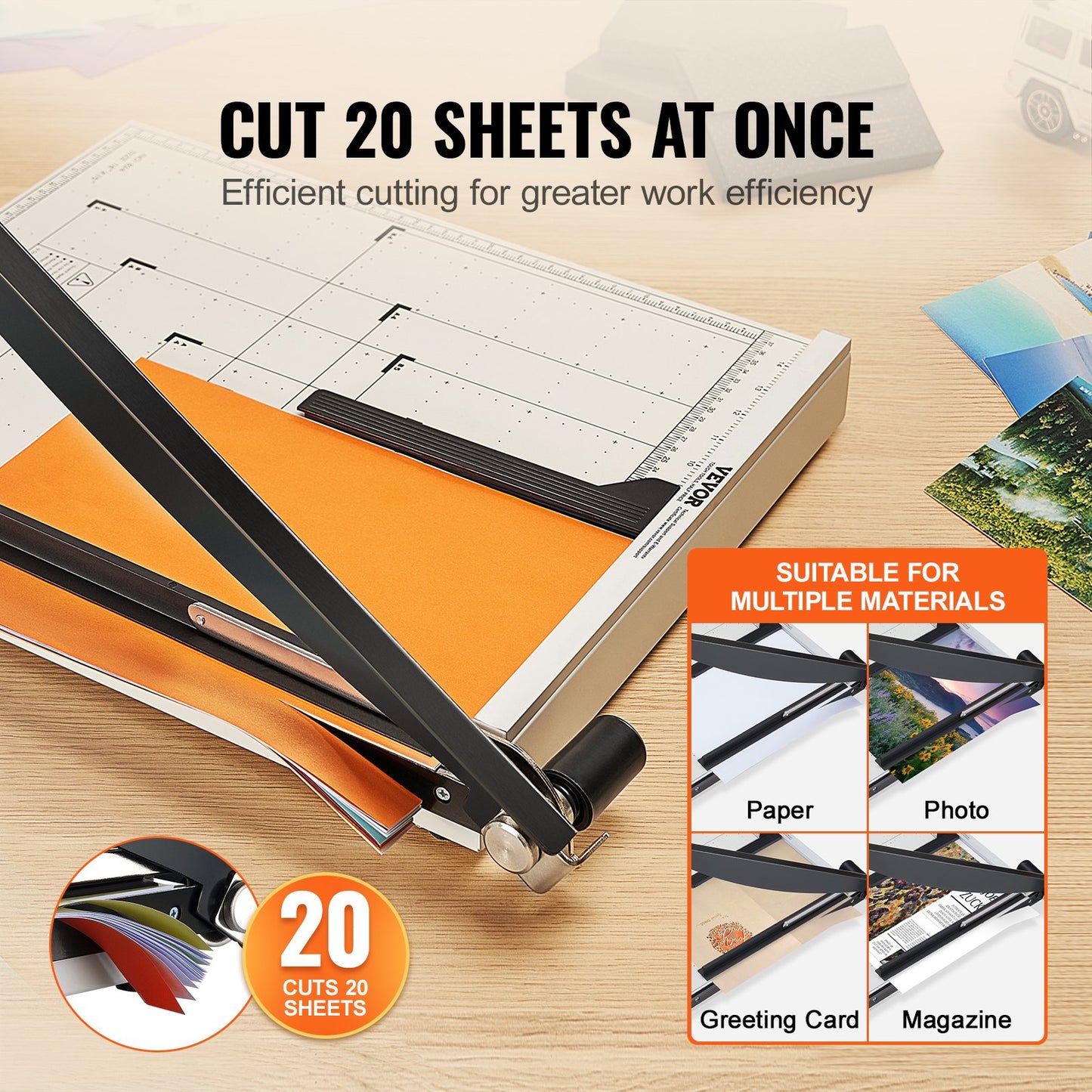 Heavy Duty Paper Cutter - 18" Cut Length, 20 Sheets Capacity