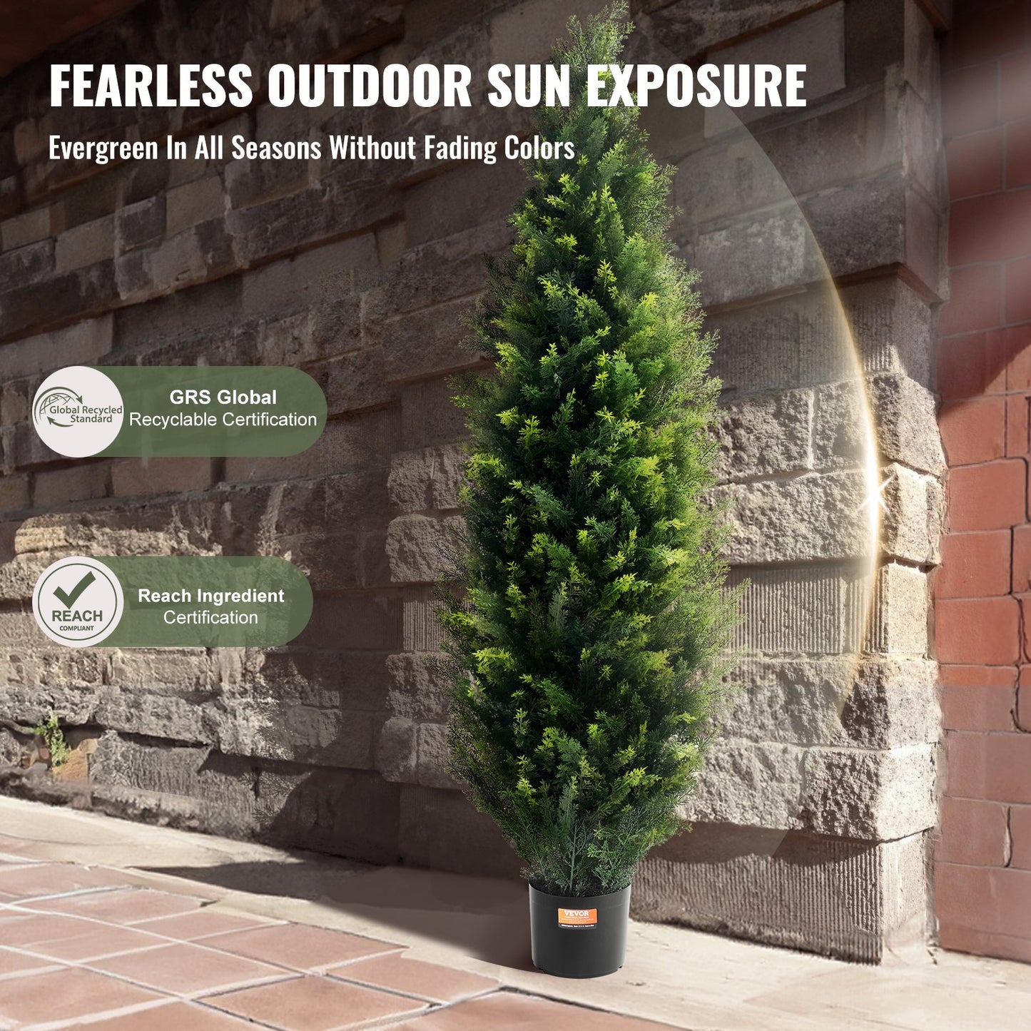 Artificial Cedar Topiary Tree 5ft UV-Resistant Outdoor & Indoor Decor - Green