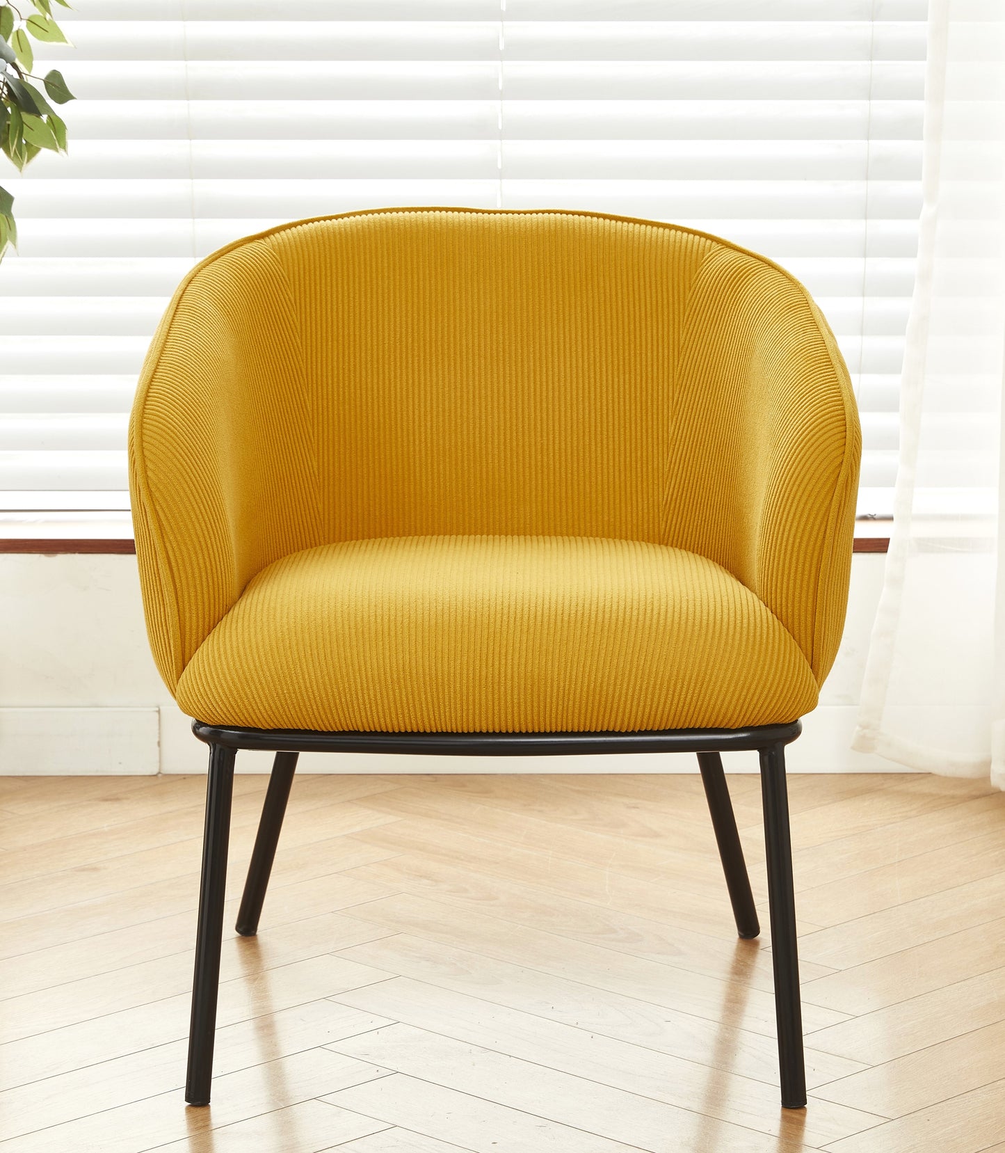 Modern Corduroy Accent Chair, Upholstered Armchair With Metal Legs,