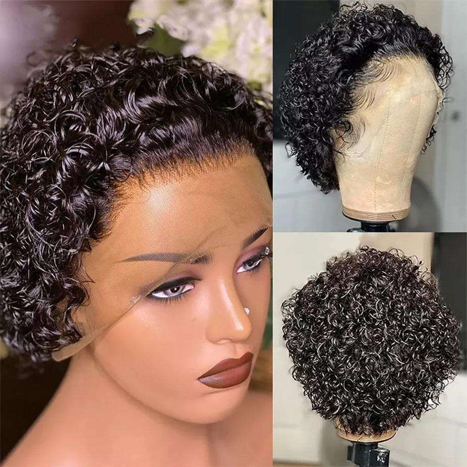 Real Hair Front Lace Wig for Women - Short Pixie Style, Color Variants