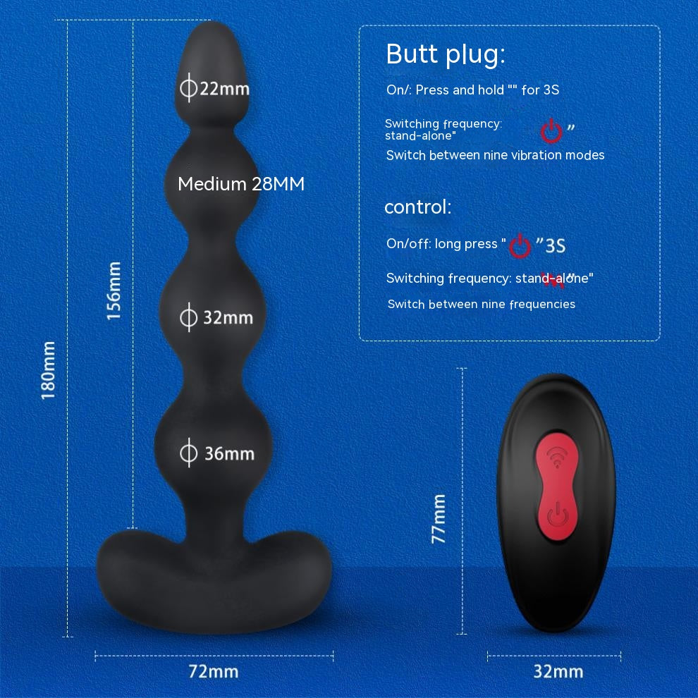 Remote Control Vibration Bead Butt Plug - Adjustable Silicone Adult Toy