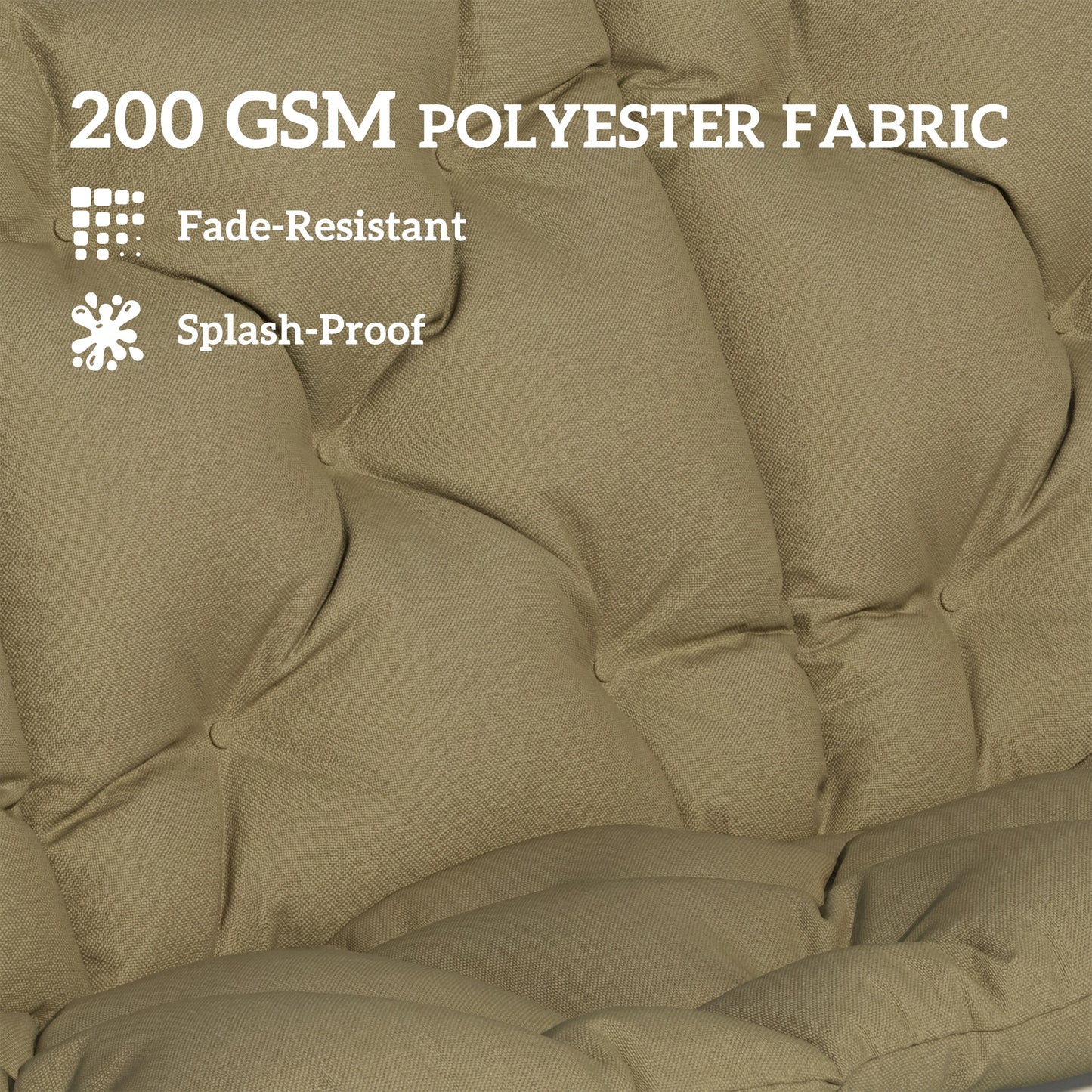 Outdoor Bench Cushion with Backrest & Side Pocket - Beige