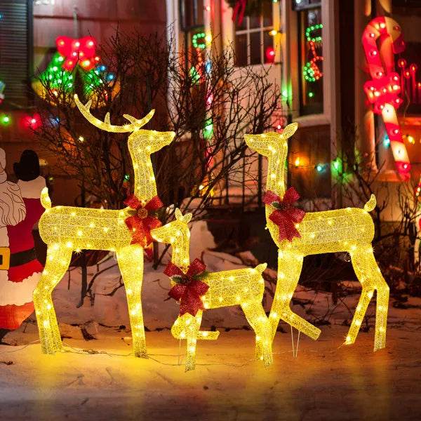 Lighted Christmas Reindeer Family Set - 3-Piece Outdoor Decor