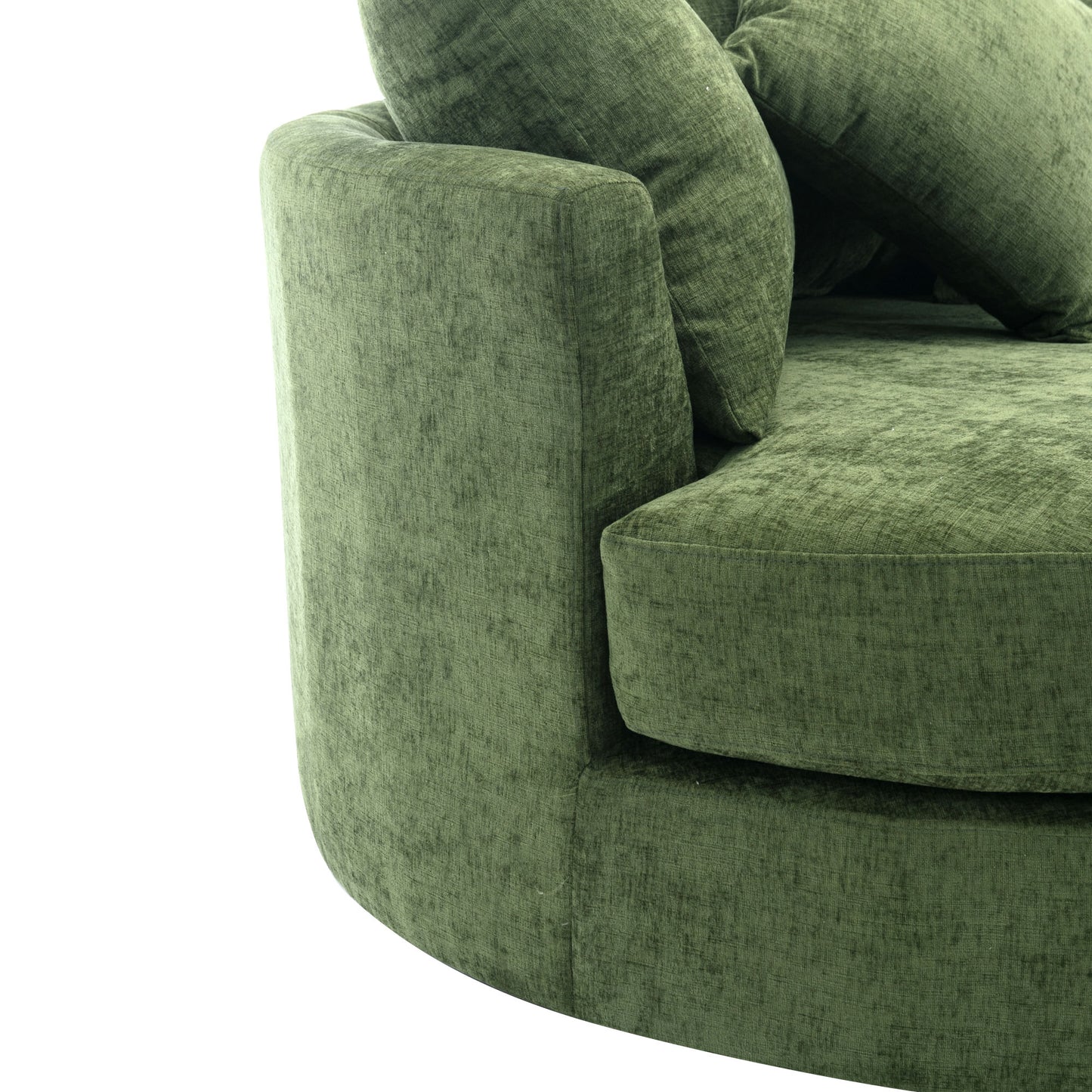 360° Swivel Accent Barrel Chair with Storage Ottoman & 4 Pillows - Green