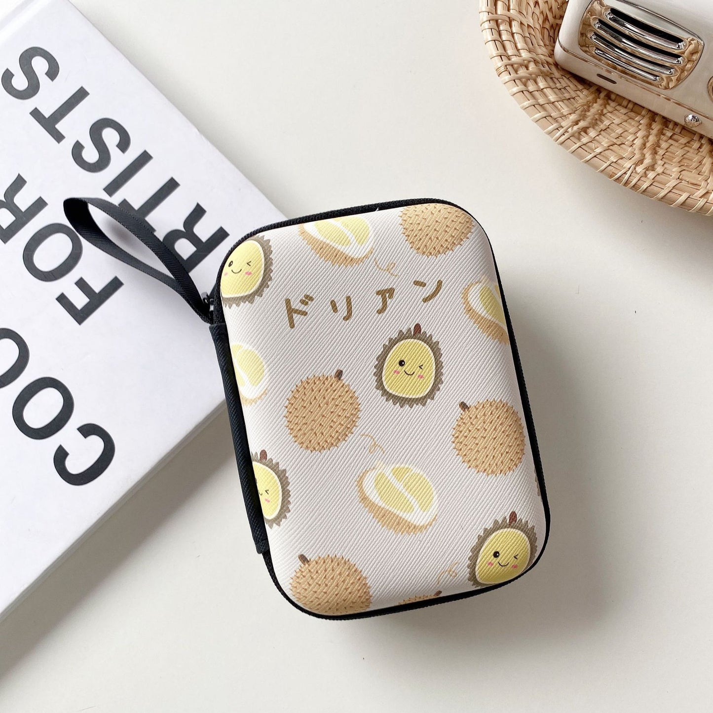Large Cartoon Fruit Rectangle Earphone Organizer Bag - Unisex Storage Pouch