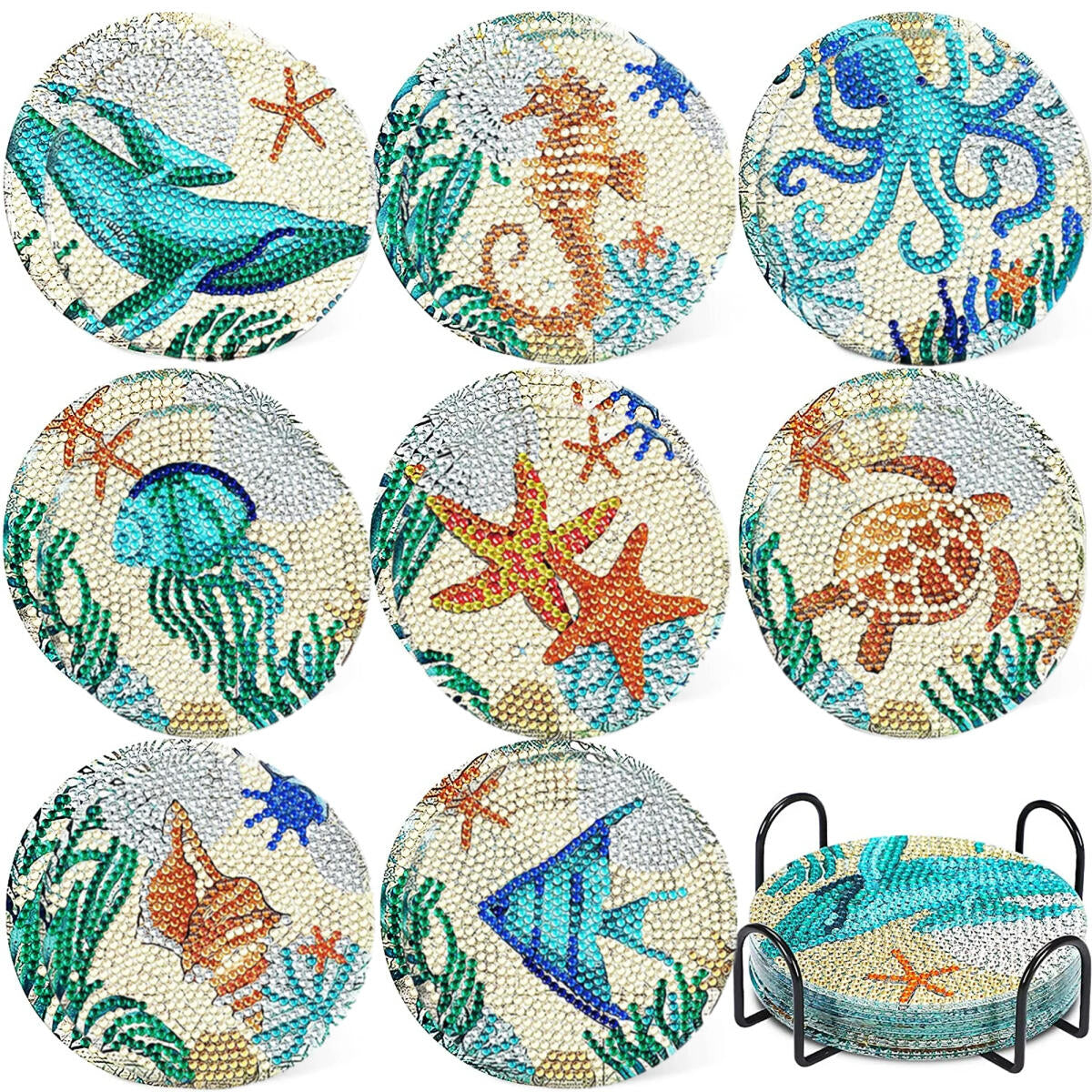 16-Piece Rhinestone Diamond Coaster Set