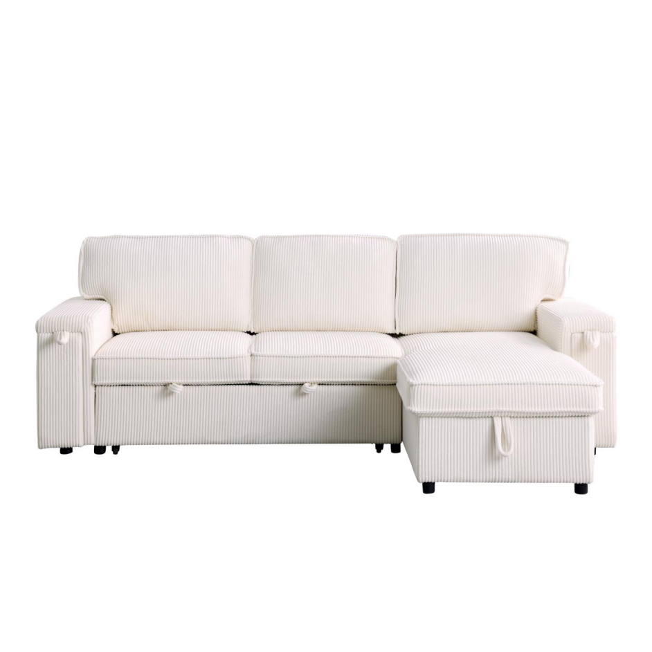 Upholstery Sleeper Sectional Sofa with Storage - Beige
