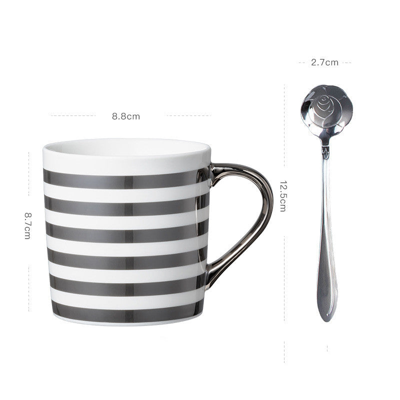 Luxury Coffee Mug with Lid and Spoon - Heart, LOVE, Star Style