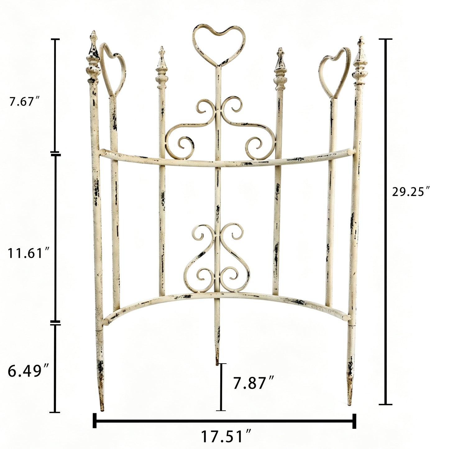 Decorative Iron Garden Fence Panels - Antique White, 2 Pcs
