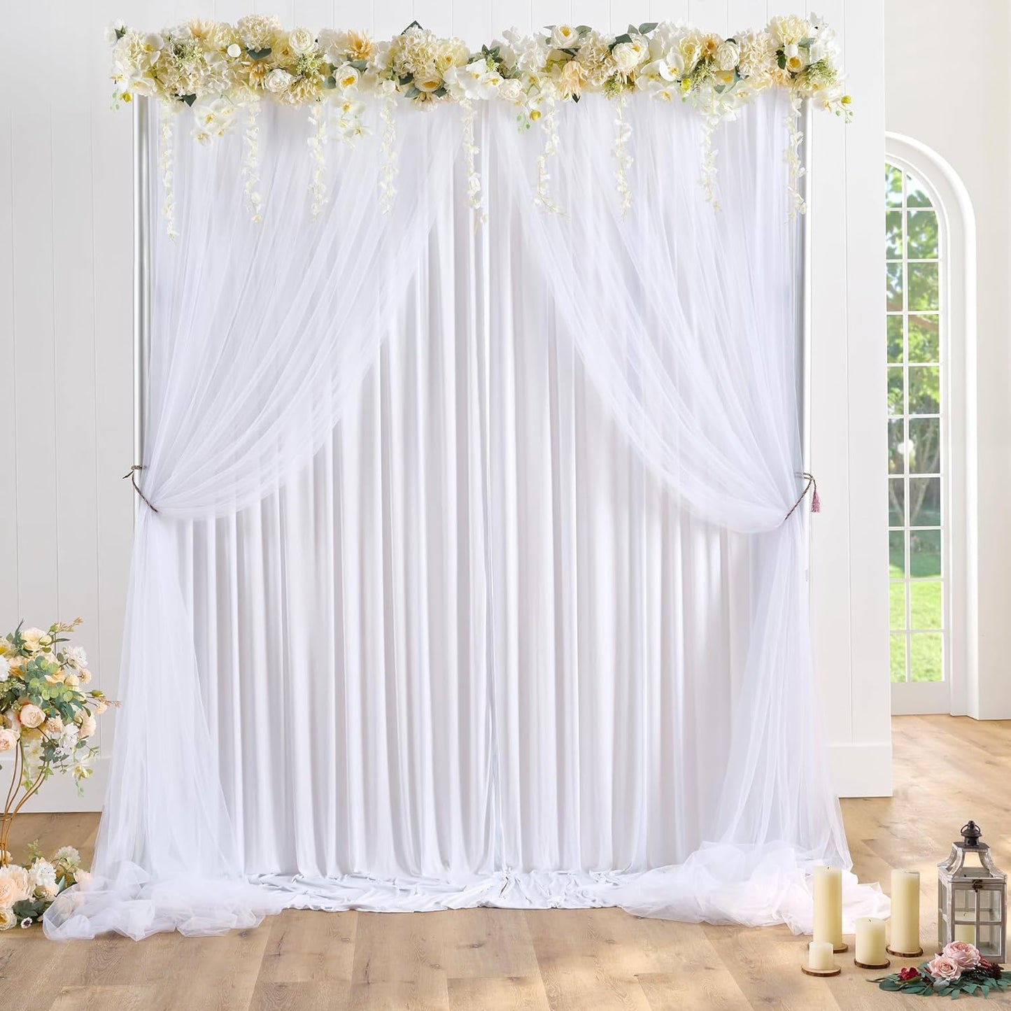 Wedding White Background Curtain - 160x300cm Polyester Backdrop
