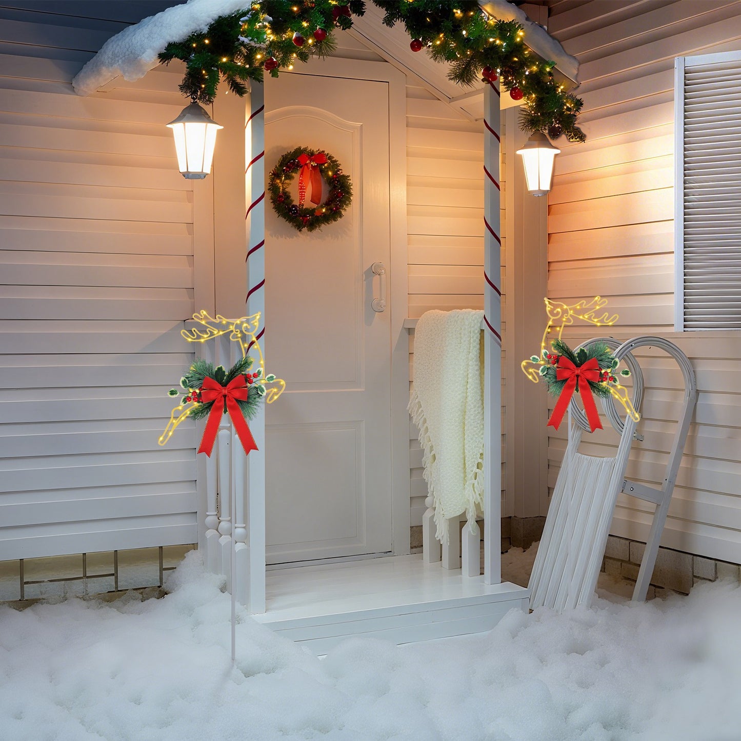 Christmas Lighted Reindeer Stake Lights - 2Pcs Outdoor Decoration