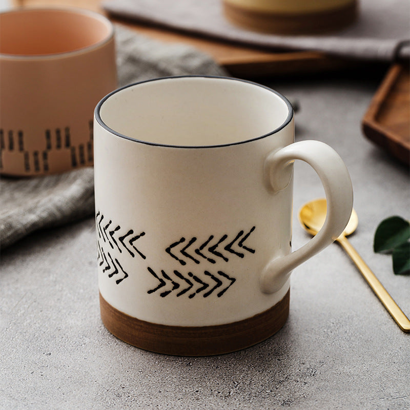 Large Capacity Hand-Painted Ceramic Mug for Office - Multiple Colors & 500ml