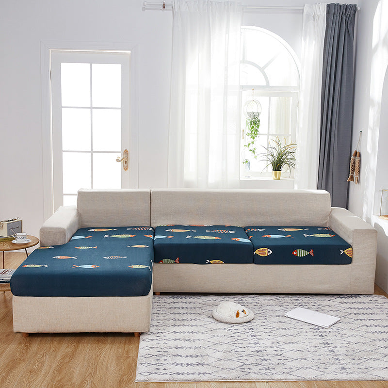 Stretch Sofa Seat Cover - Printed Milk Silk Cushion Protector for Home