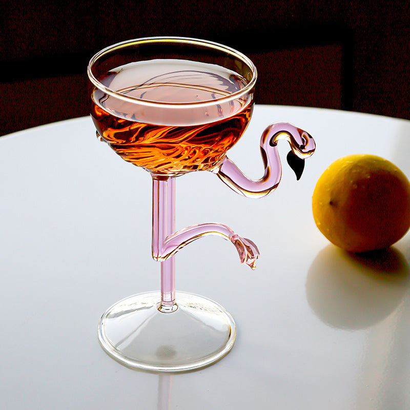 Creative Flamingo Cocktail Glass Set - Pink & Transparent Martini Stemware