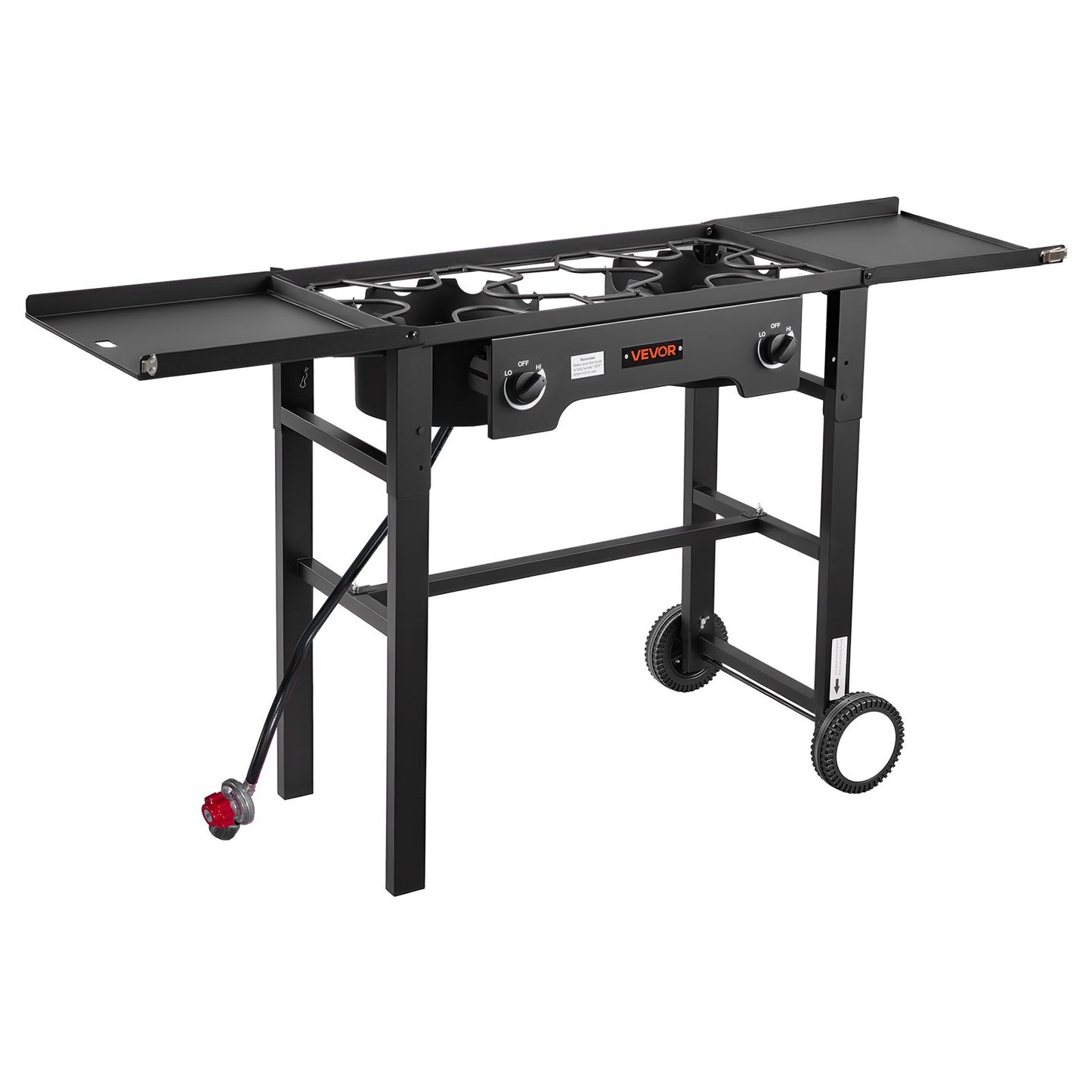 2 Burner Outdoor Propane Gas Stove with Wheels & Regulator – Camping & Patio Cooker