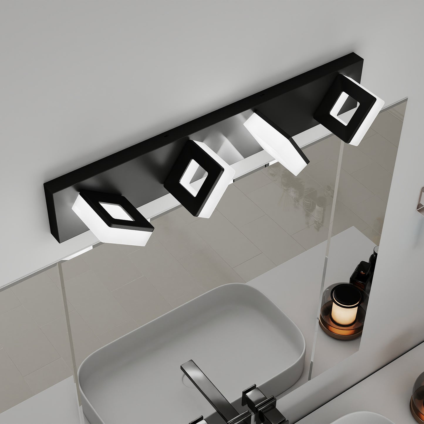 LED Bathroom Vanity Light Fixture - 4-Light Matte Black, 25-Inch