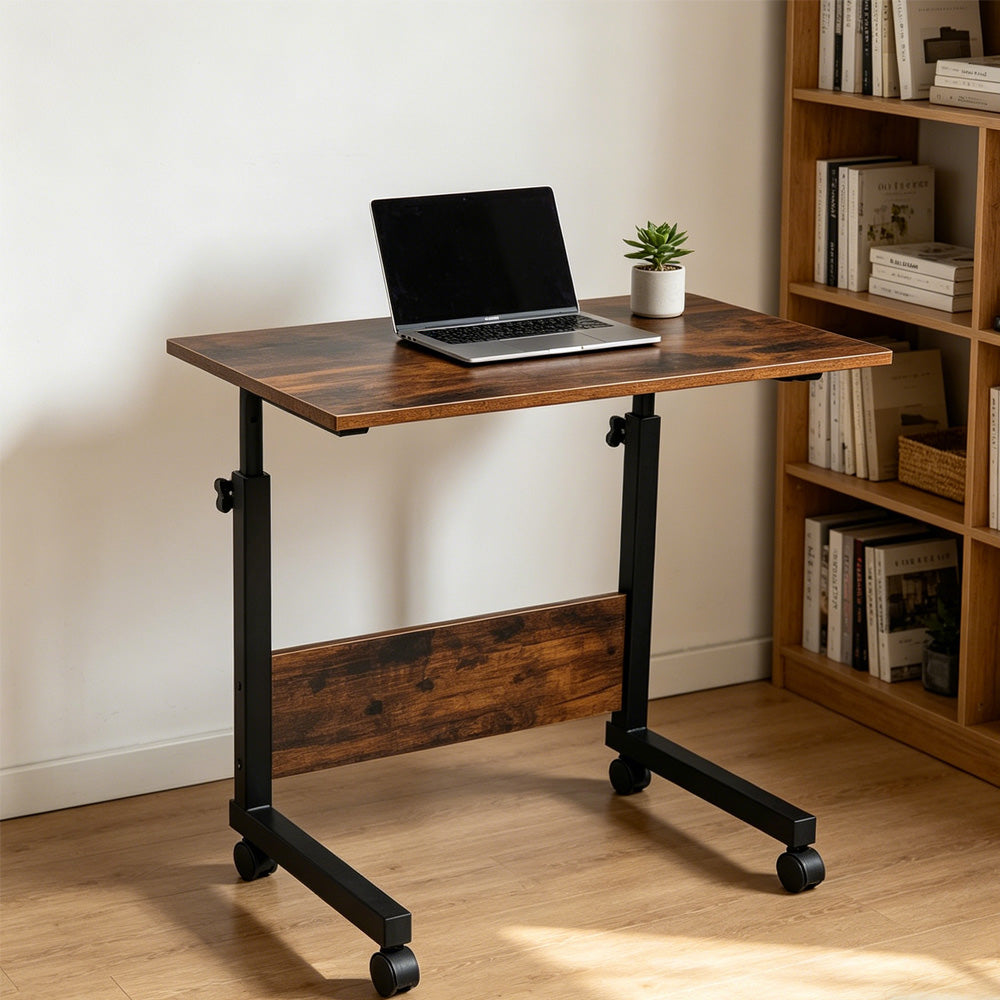 Adjustable Tray Table Rolling Sofa Side Snack With Wheels Portable