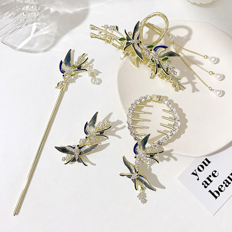 Rhinestone Swallow Tassel Hairpin Clip