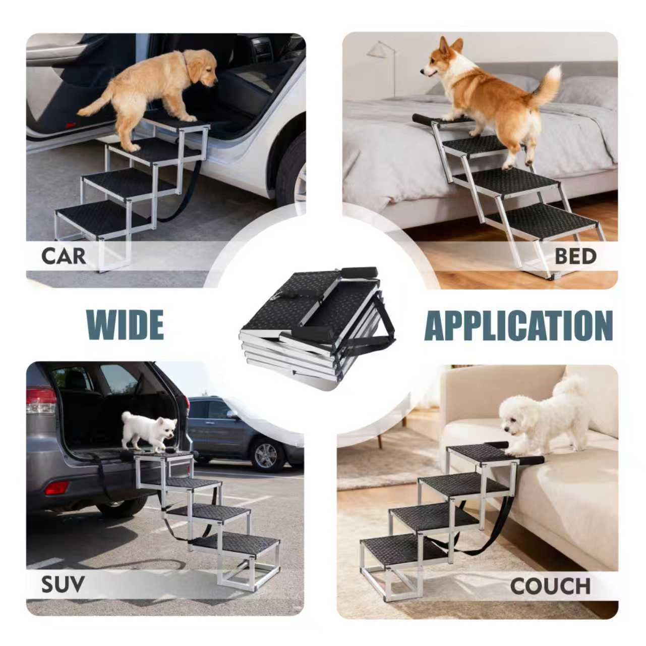 Foldable Dog Ramp for Cars SUV Truck Large Dogs Non-Slip Lightweight Supports 250lbs