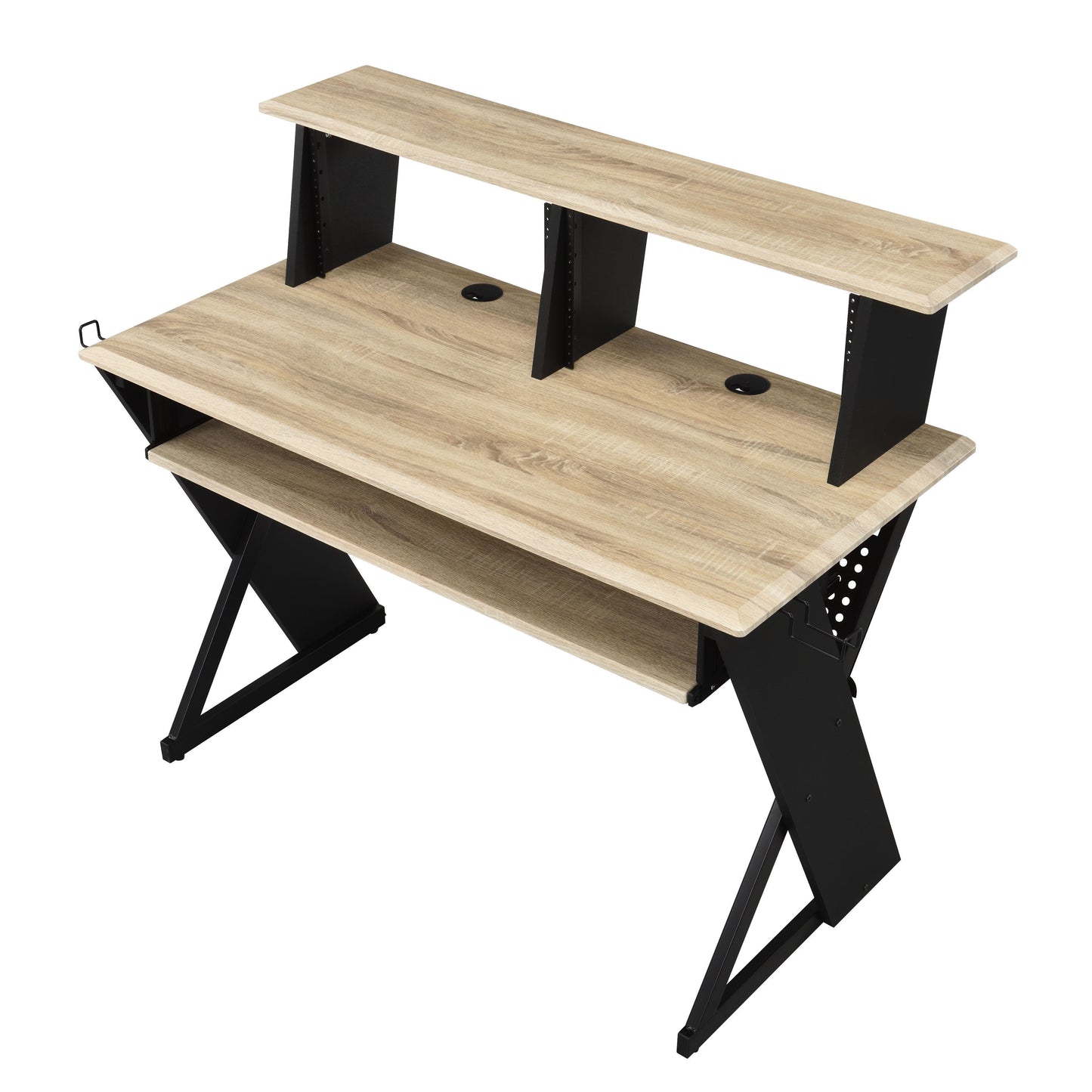 Natural Oak Finish Music Recording Studio Desk with Storage