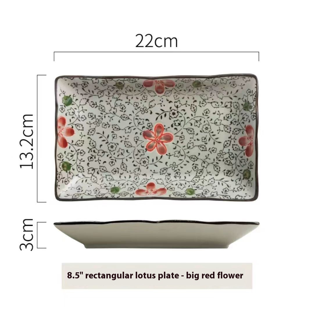 Ceramic Sushi Plate Rectangular 7.5 Inch Meal Tray for Kitchen Dining