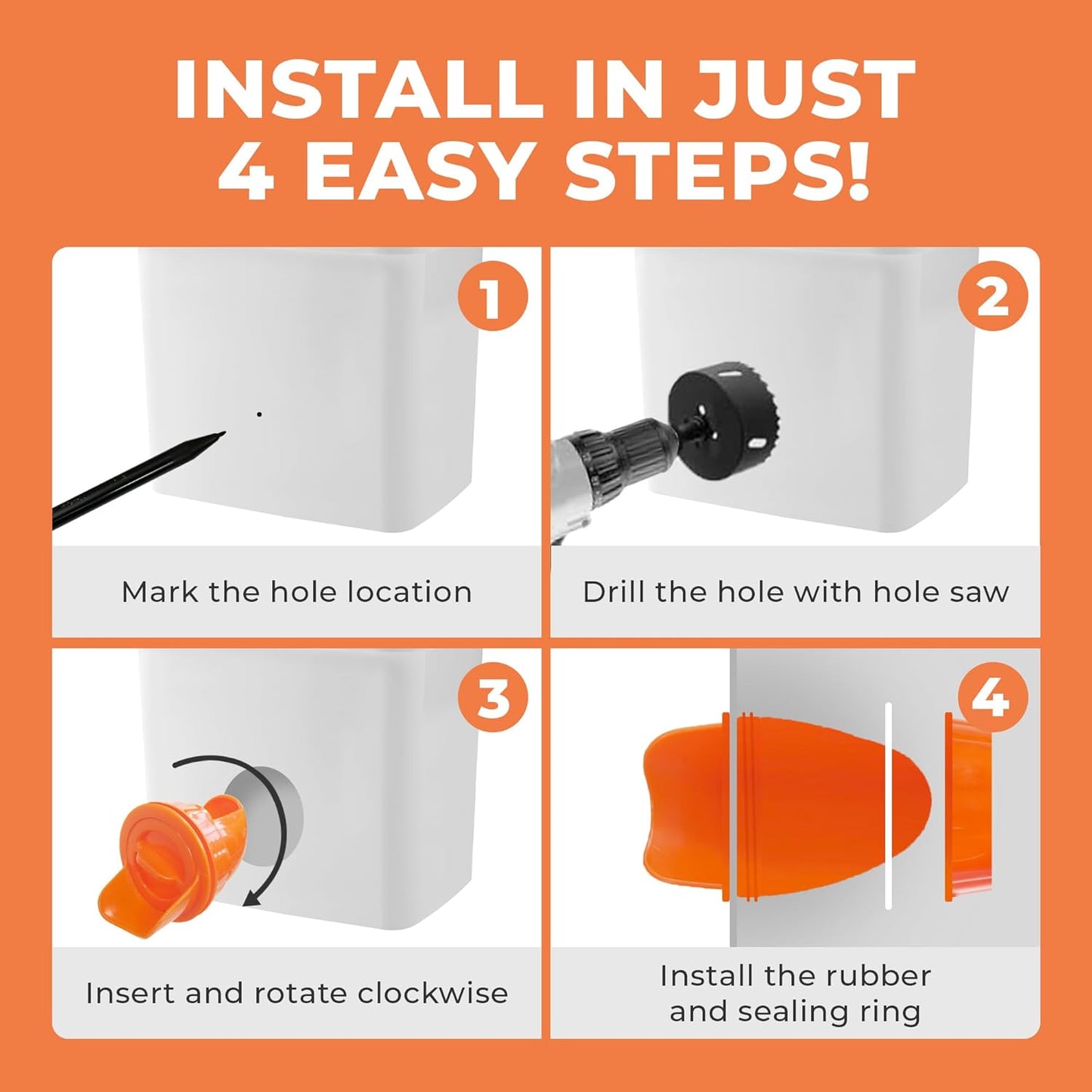 6 Pack Weatherproof Chicken Feeders with Hole Saw Kit for Buckets & Troughs