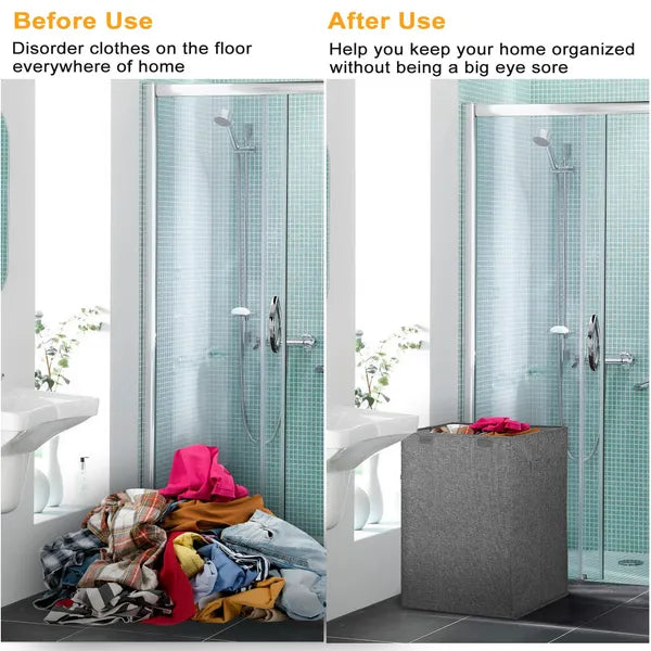 Foldable Laundry Hampers Washing Clothes Basket With Lid Handles