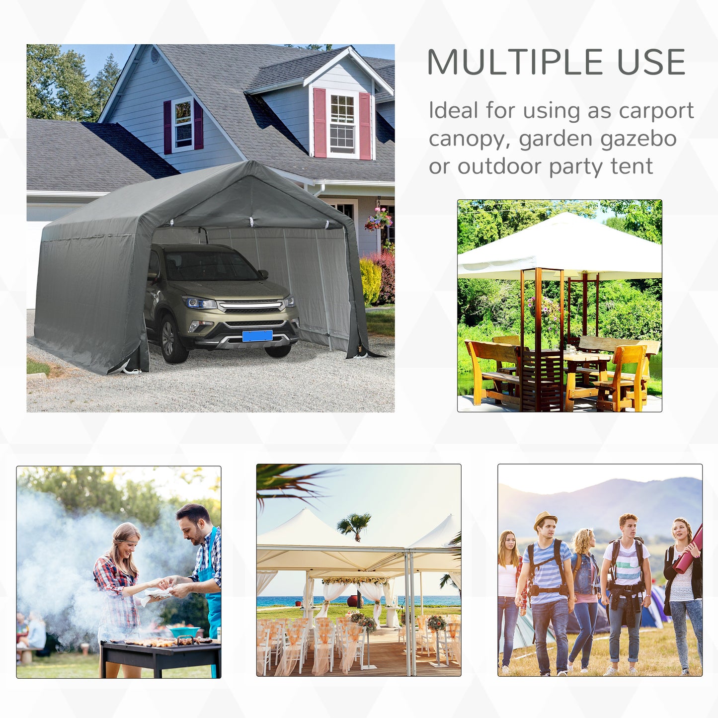 Heavy Duty Portable Garage Carport - 12x20 ft Shelter for Bikes & Tools