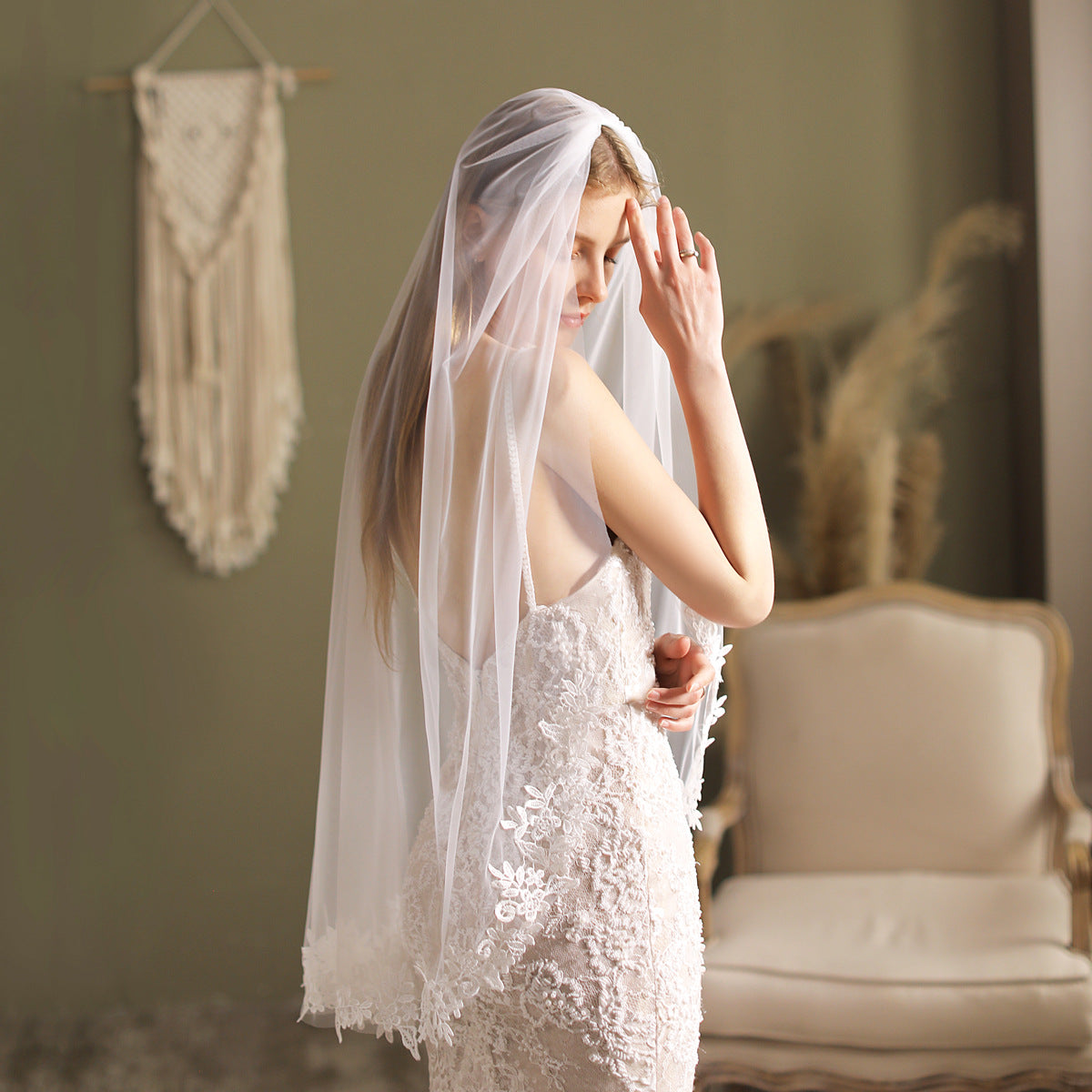 Wedding Chapel Veil Headwear - White, 100-135cm