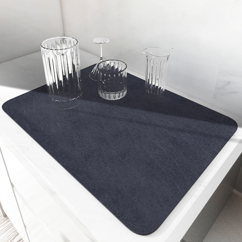 Absorbent Dish Drying Mat Water Drainage Pad for Kitchen Counter Non-Slip