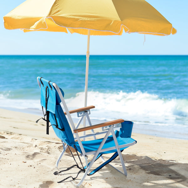 Folding Beach Chair Set of 2 - 4-Position Portable Camping Chairs