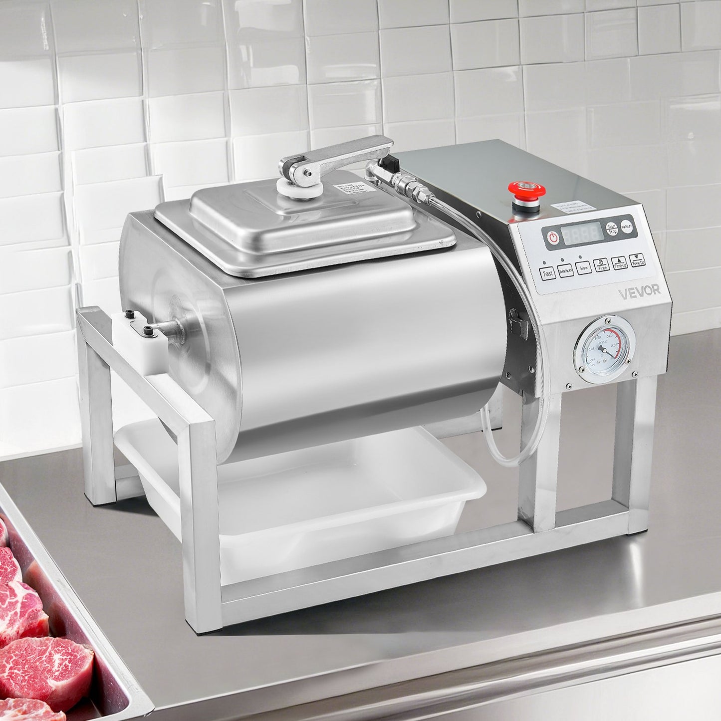 20L Vacuum Meat Tumbler Marinator Machine for Chicken Steak Fish Commercial Use - Silver