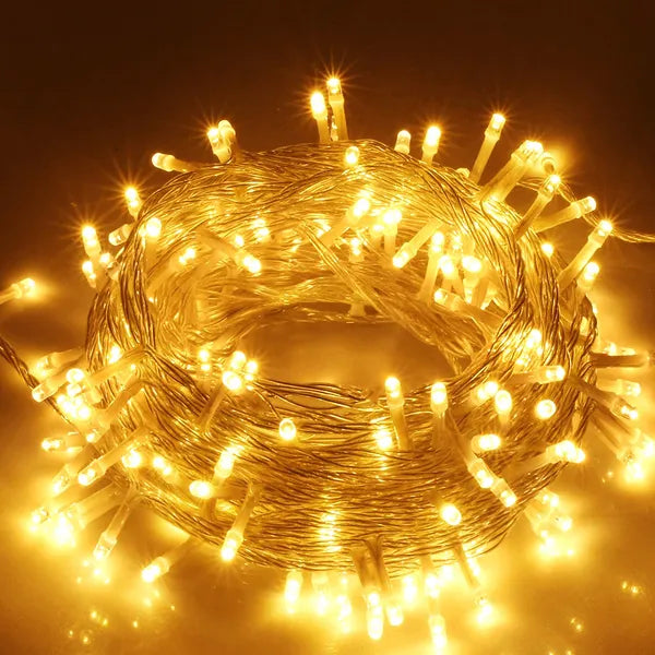 300 LED Warm White String Curtain Lights - IP44 Waterproof
