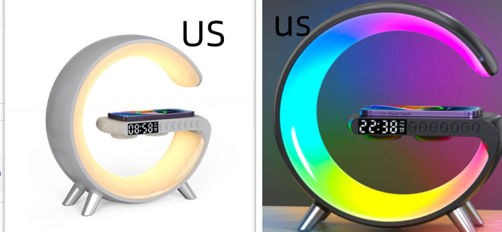 Smart G-Shaped LED Lamp with Bluetooth Speaker & Wireless Charger