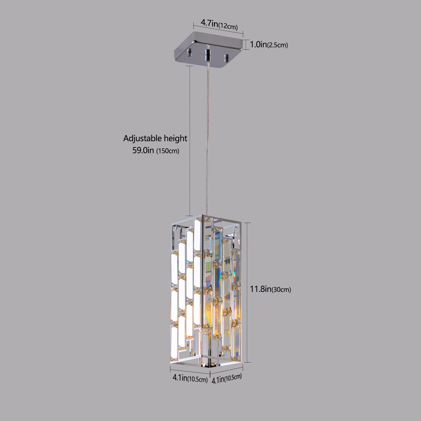 Modern Crystal Pendant Light - 3 Pack Adjustable Ceiling Lamp