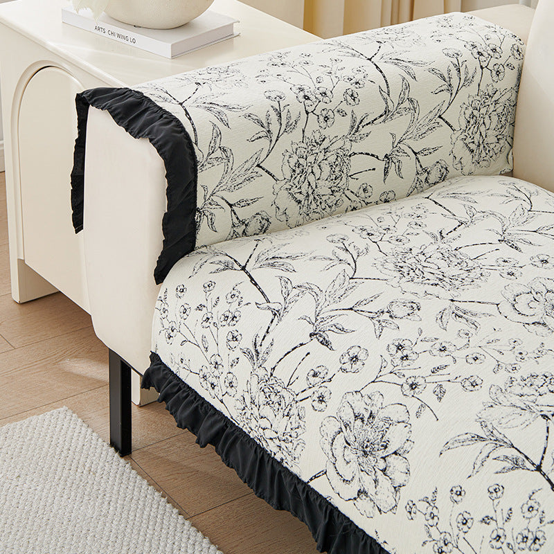 French Retro Sofa Cushion Cover Non-Slip Chenille Four Seasons Home Decor