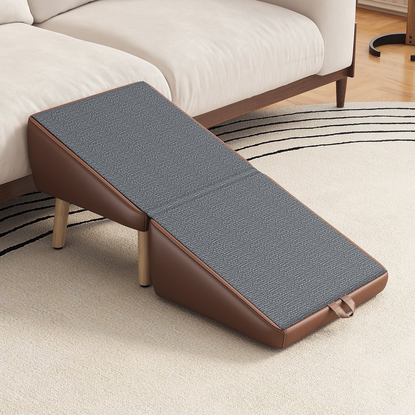 Foldable Dog Stairs for Small Dogs and Cats - Wooden Pet Ramp for Couch & Bed, Brown