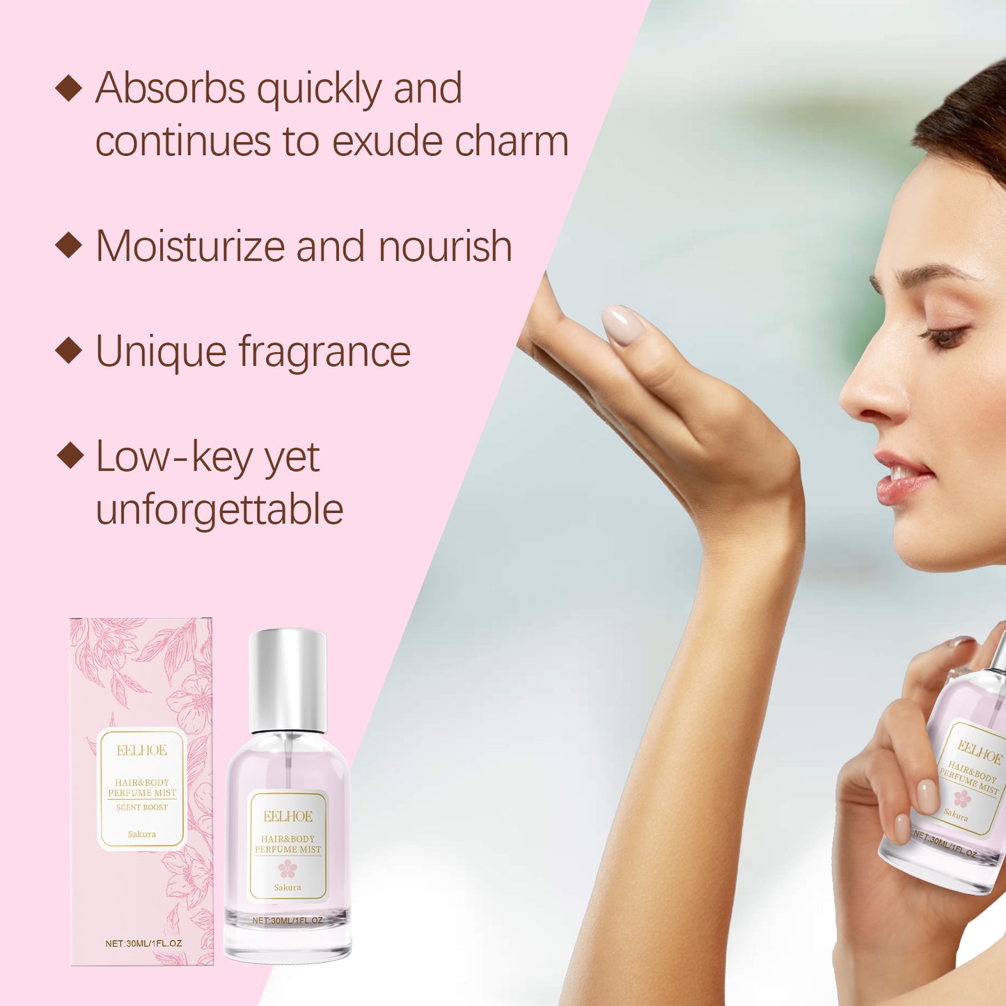 Cherry Blossom Body and Hair Fragrance Spray - Refreshing Floral Scent