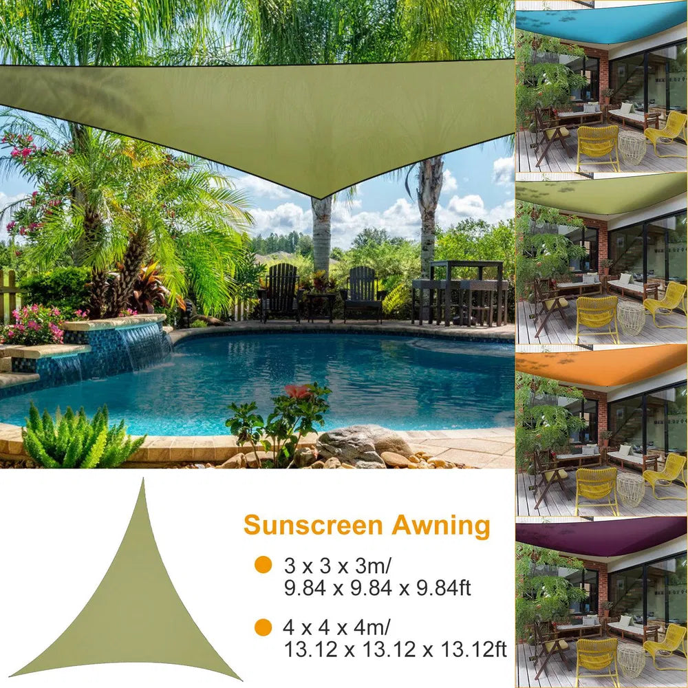 9.84ft Triangle Shade Sail Canopy - Waterproof Green Cover