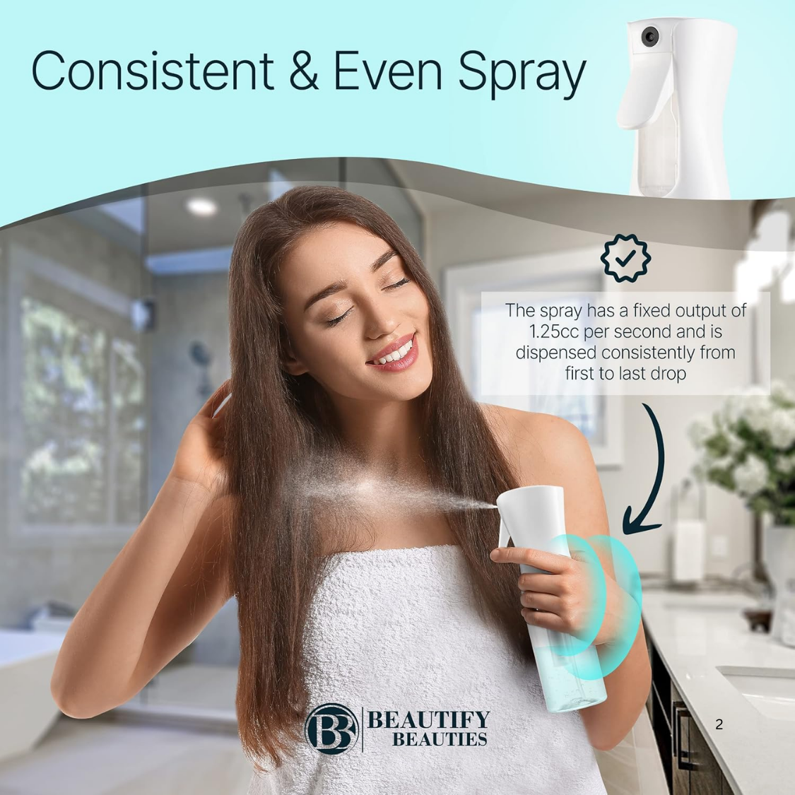 Continuous Mist Spray Bottle for Hair, Plants & Cleaning - Clear