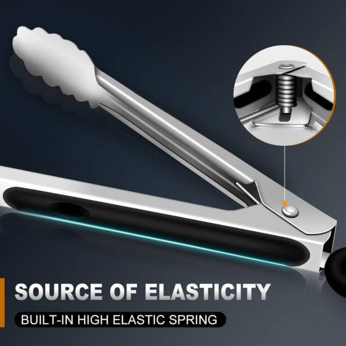 Heavy Duty Stainless Steel Kitchen Tongs - Heat Resistant 600°F, 3-Piece Set