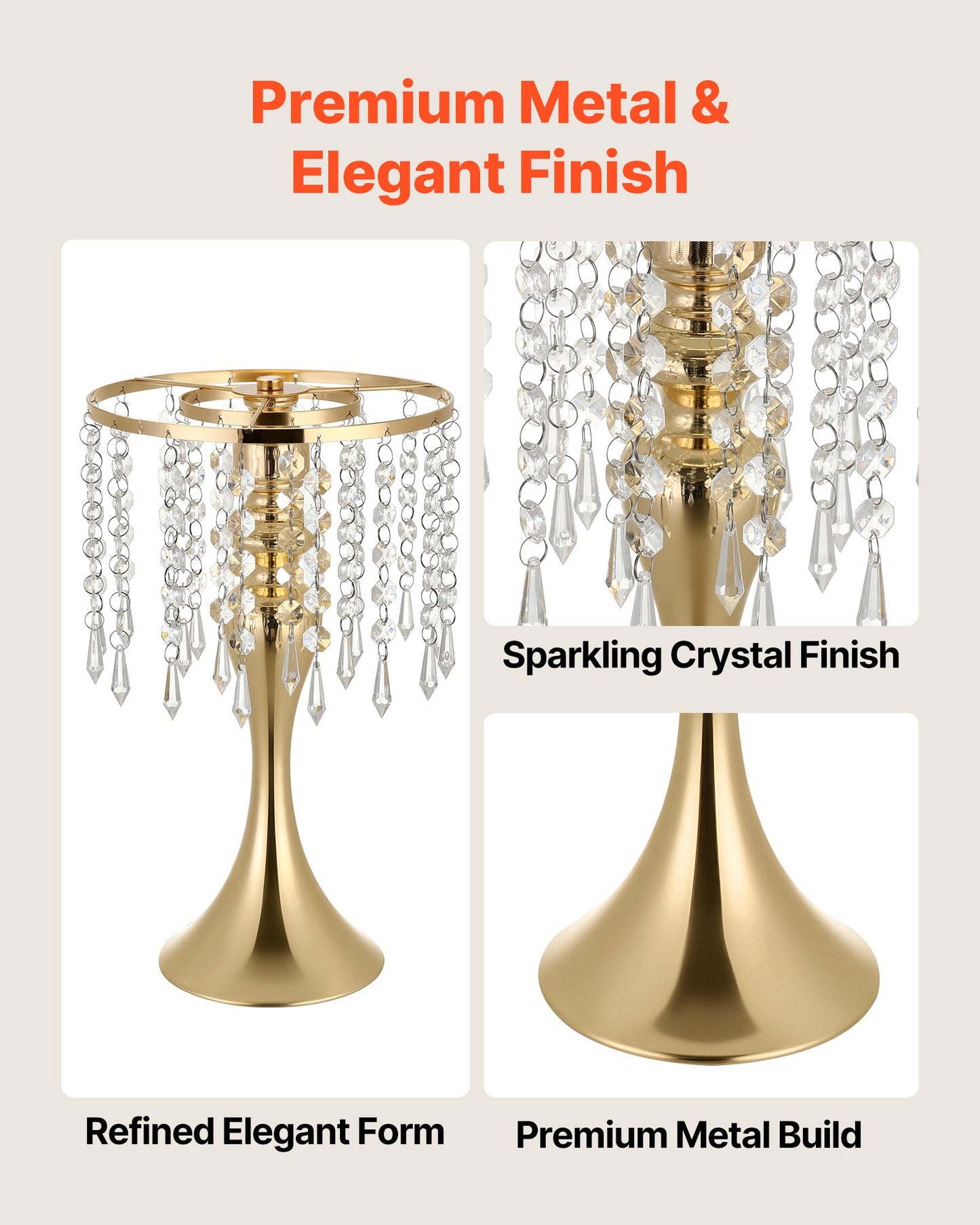 20 Pack Tall Wedding Flower Vases - Gold Electroplated Centerpieces for Events
