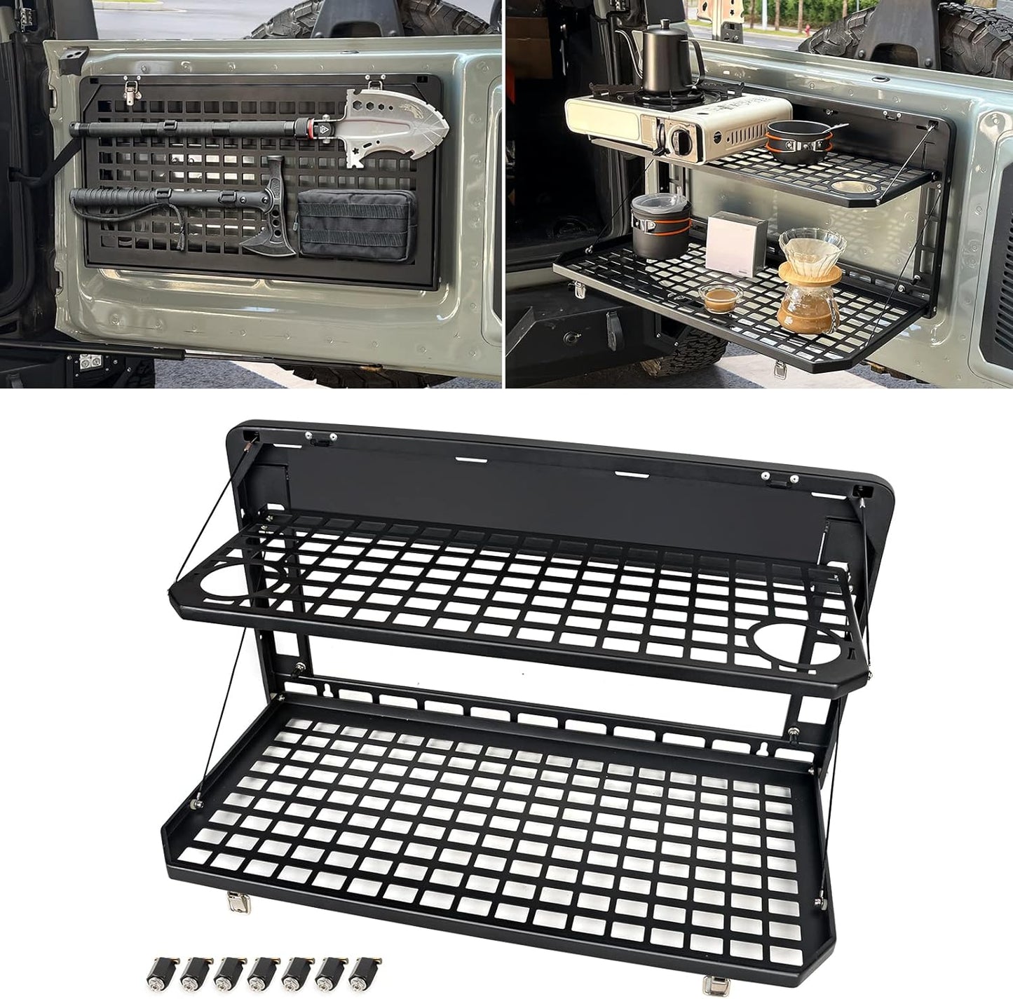 Tailgate Table Rear Foldable Cargo Shelf Aluminum Alloy Storage MOLLE