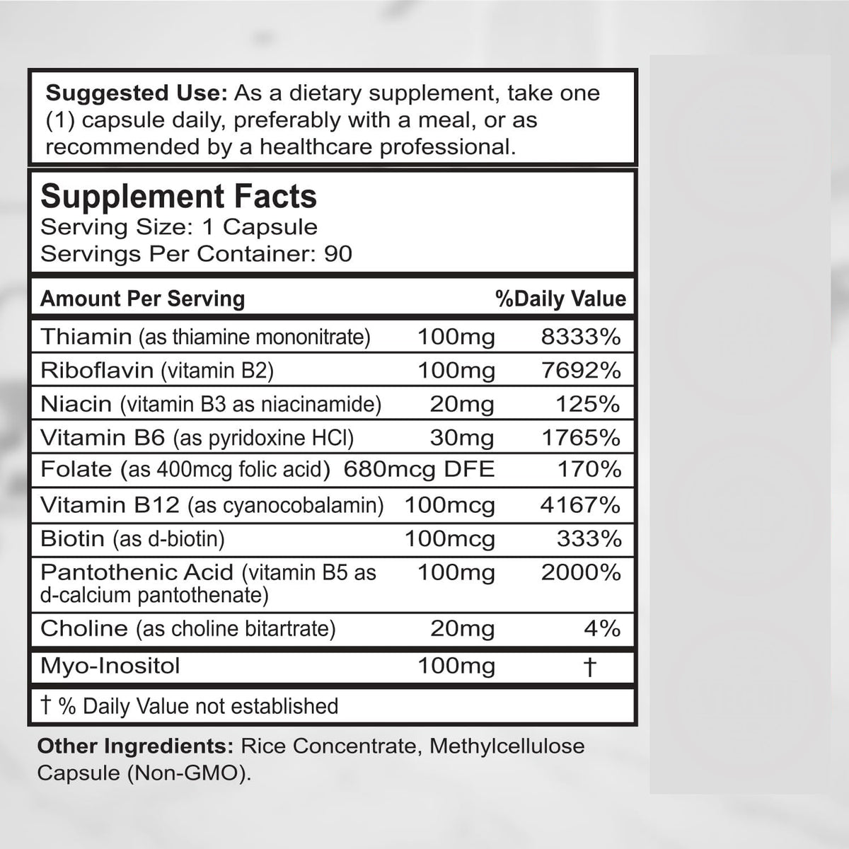 Vitamin B Capsules - 90 Tablets