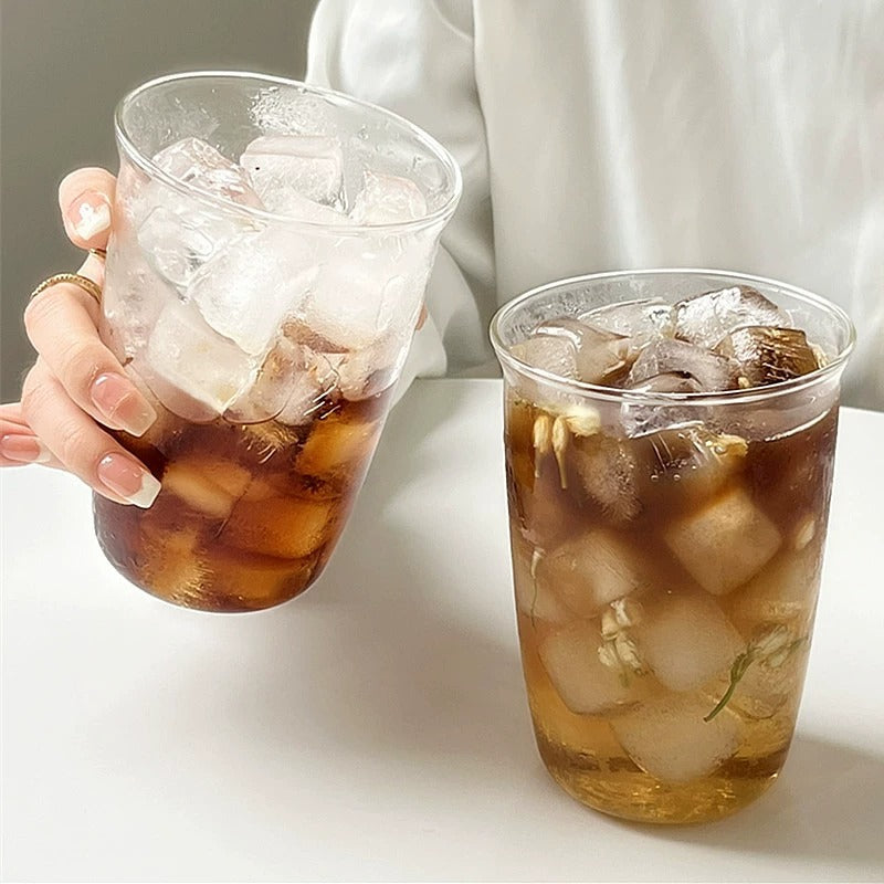 420ml Glass Coffee Cup with Straw - Latte Ice American Drinkware