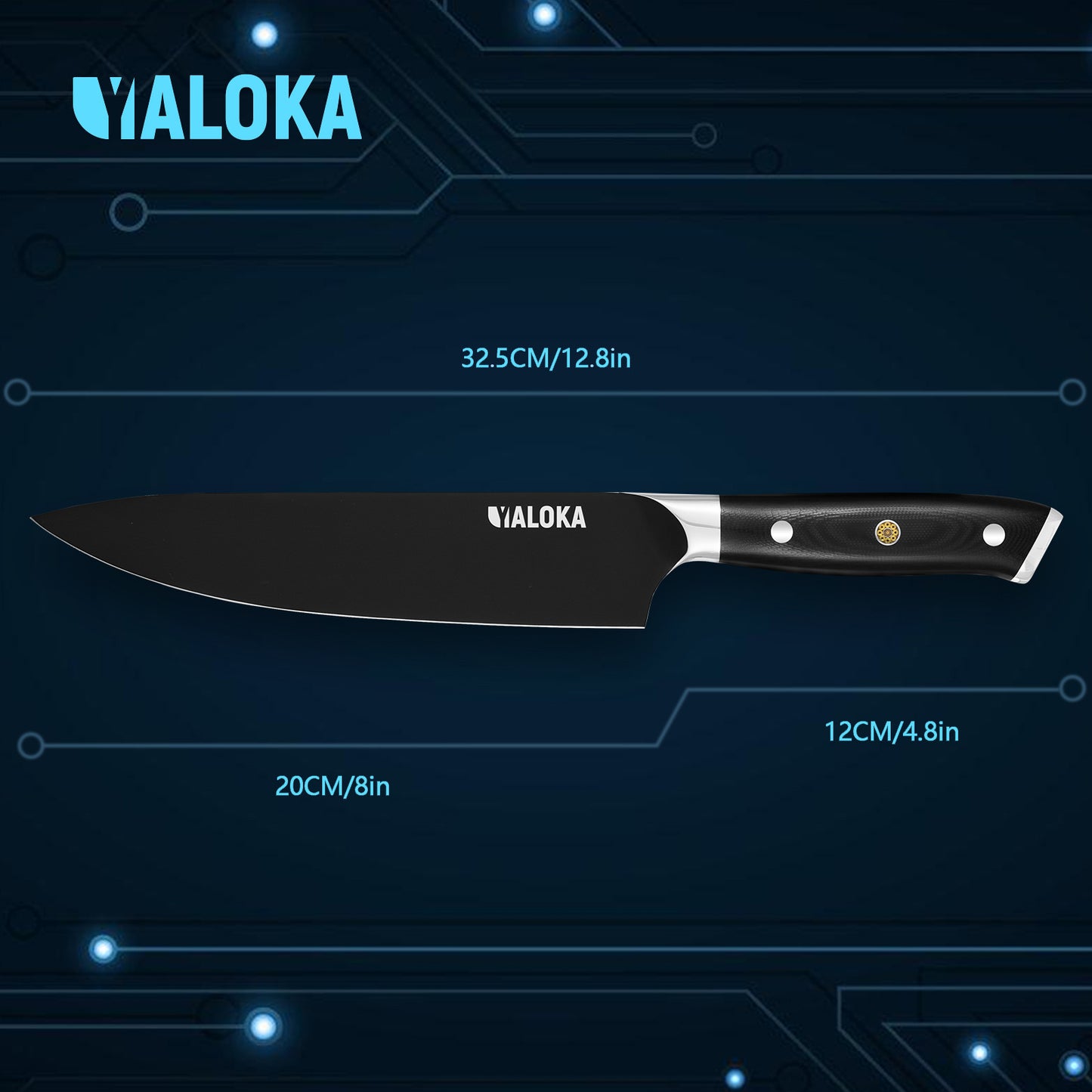 Professional 8 Inch Chef Knife - High Carbon Steel, G10 Handle