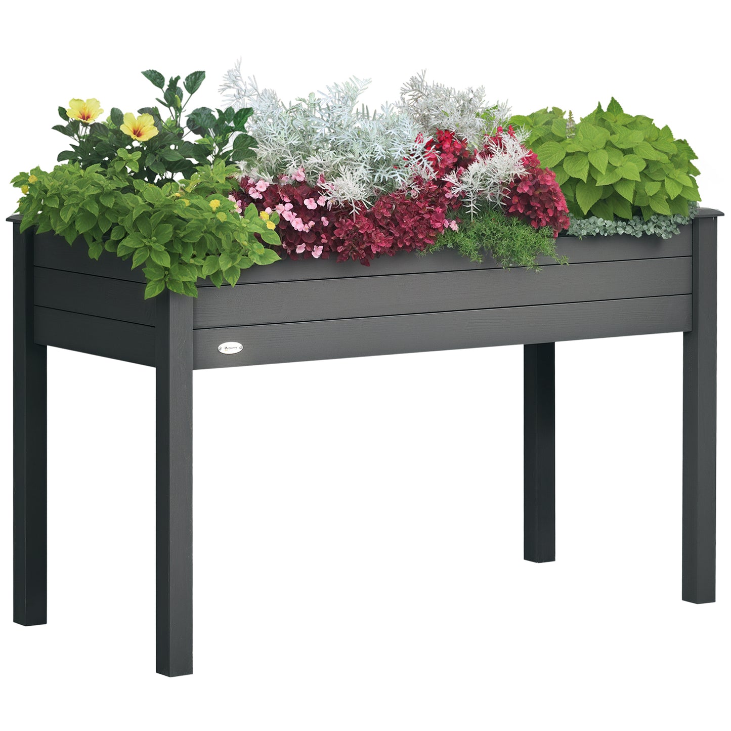 48-Inch Elevated Wooden Garden Bed with Legs for Vegetables Herbs Flowers - Dark Gray
